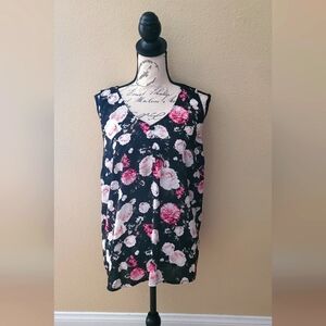 Torrid Black/Floral Sleeveless Top